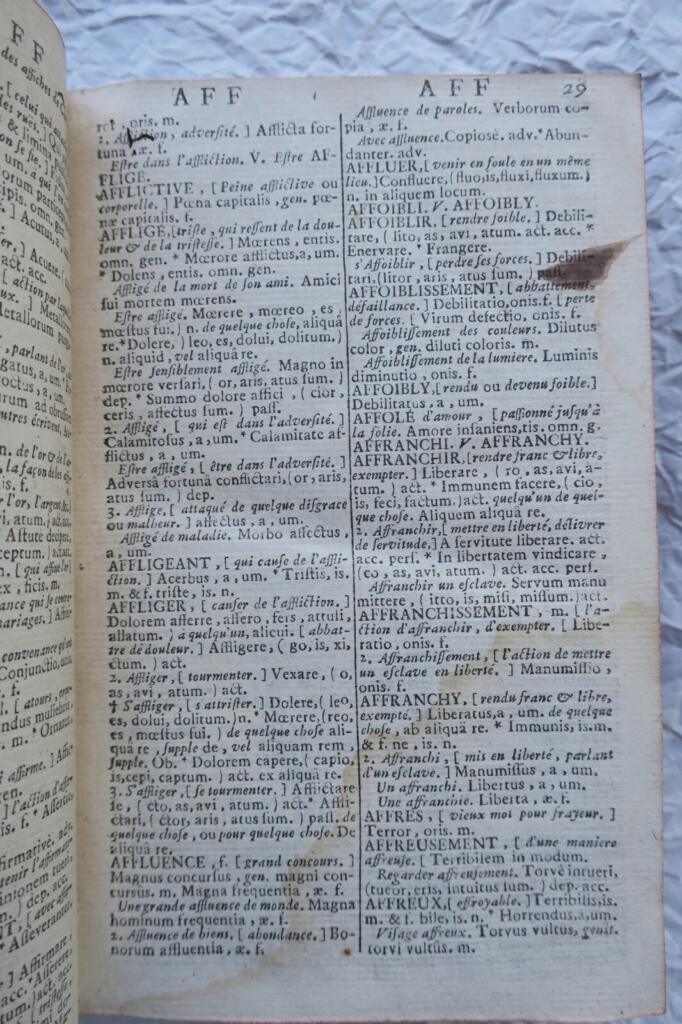 French-Latin Dictionary, 18th Century