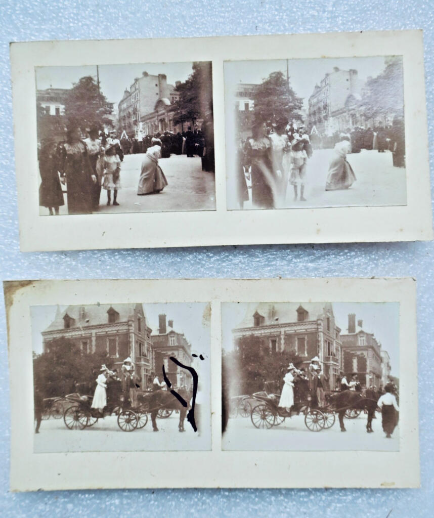 LE HAVRE 2 A la fête des fleurs 1901 2 x cartes stéréo