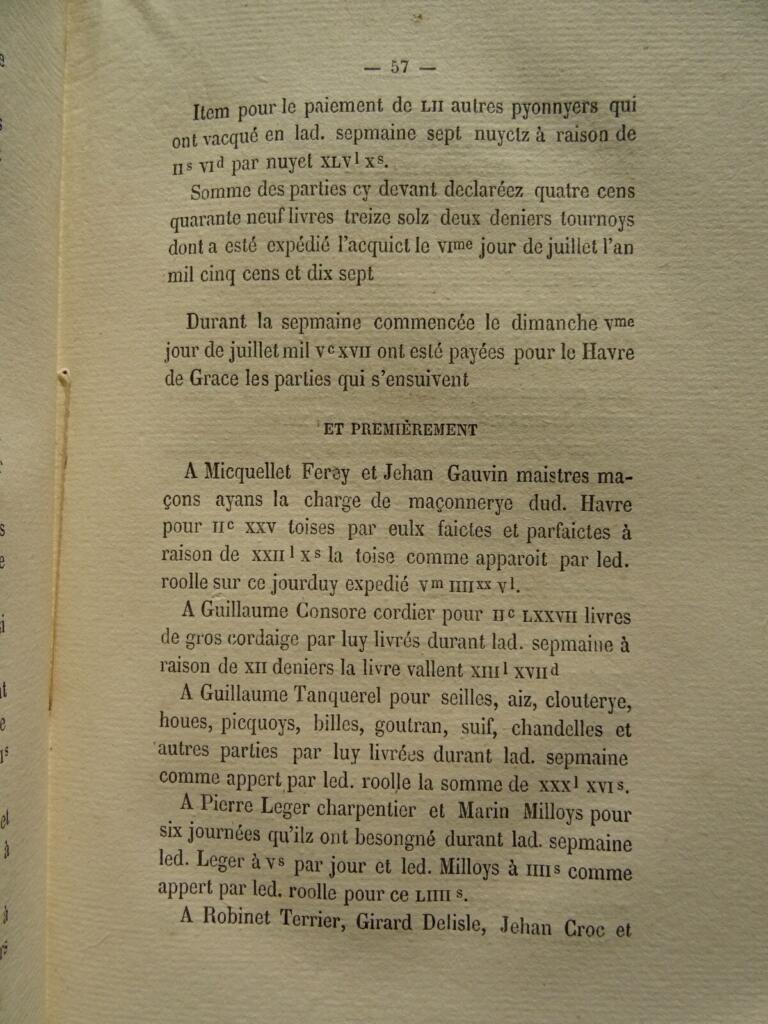 LE HAVRE Documents relatifs à la fondation du Havre 1875