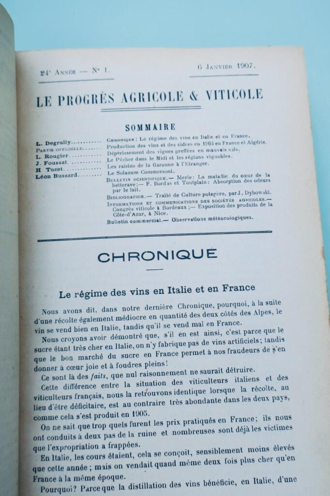Le Progrès Agricole et Viticole 1907 – 1er semestre