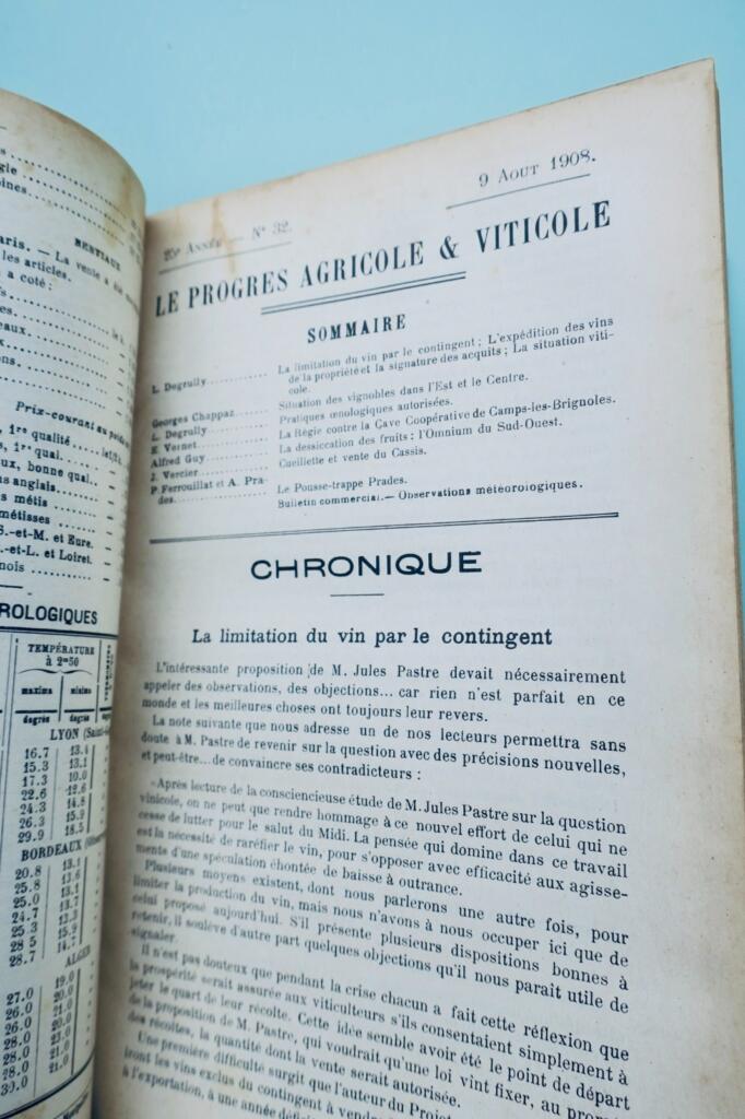 Le Progrès Agricole et Viticole 1908 – 2er semestre