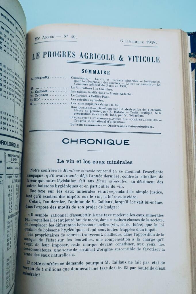 Le Progrès Agricole et Viticole 1908 – 2er semestre