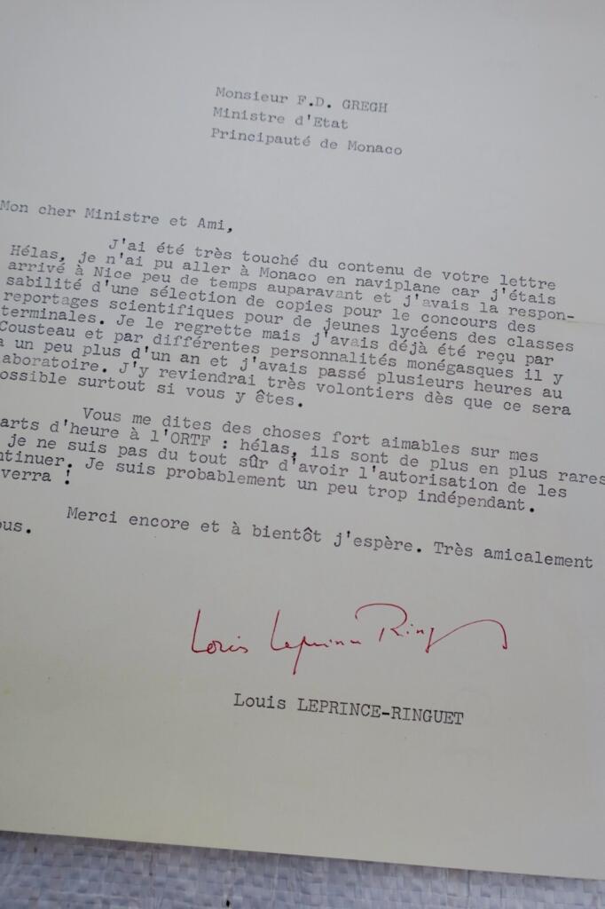 Signed letter by Leprince Ringuet
