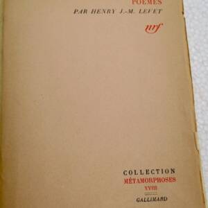 LEVET Henry Poèmes précédés d'une conversation de Léon-Paul Fargue et