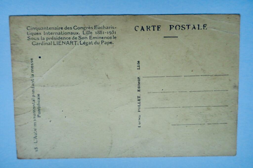 LILLE 59 Cinquantenaire Congrès Eucharistiques 1881-1931 Cardinal LIENART