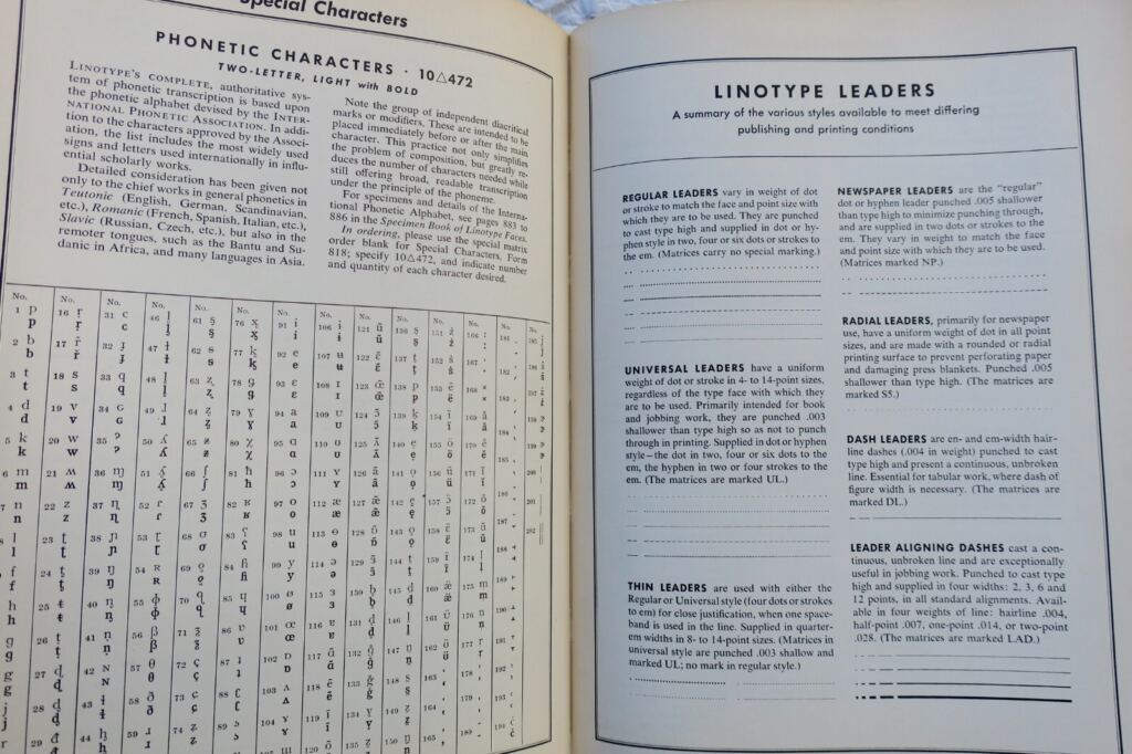 Linotype typeface specimens catalog