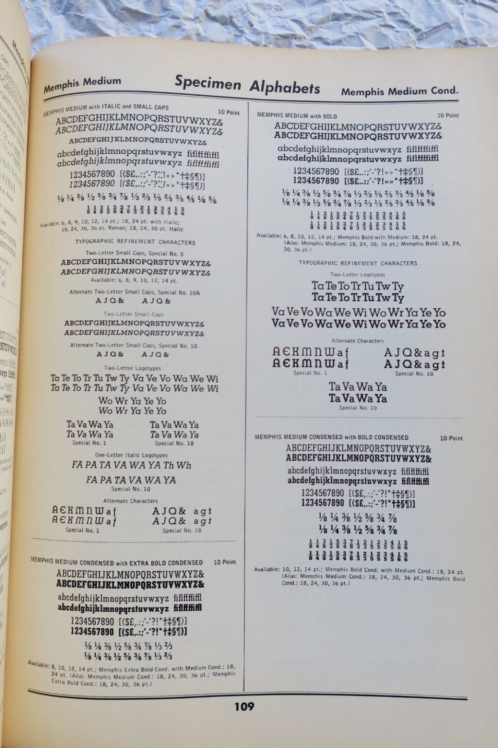 Linotype typeface specimens catalog