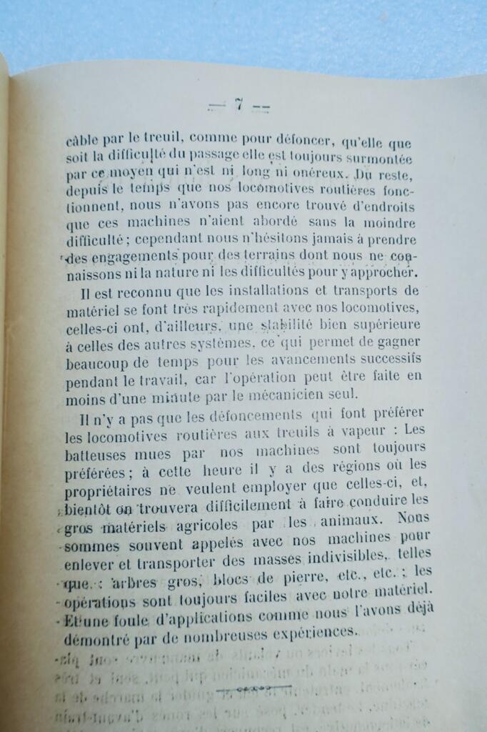Locomotives routière notice sur le défoncements à la vapeur 1895