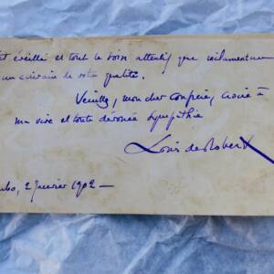 Louis de Robert billet autographe signé
