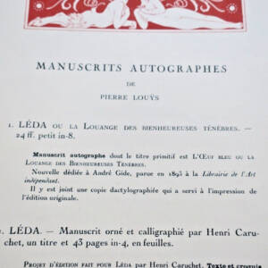 Louÿs Manuscrits de Pierre Louÿs et de divers auteurs contemporains 1926
