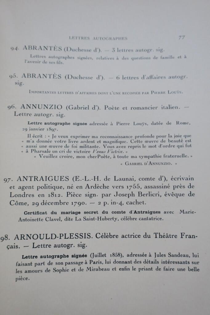 Manuscripts by Louÿs and contemporaries