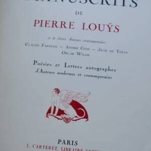 LOUYS Pierre Manuscrits de Pierre Louÿs et de divers auteurs contemporains 1926