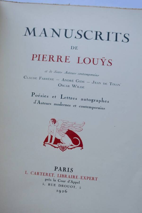 Rare 1926 autograph collection of Pierre Louÿs & contemporaries