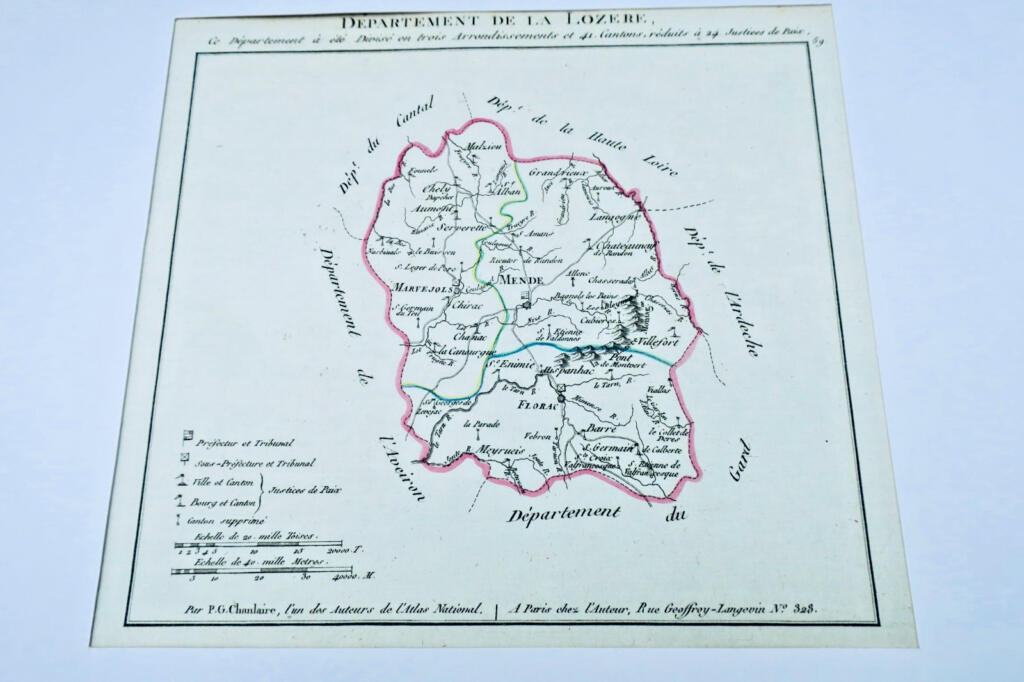 Original 18th Century Map of Lozère
