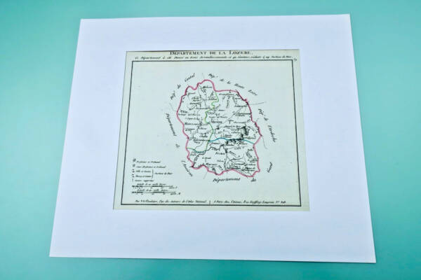 Lozère carte XVIIIè originale, rehaussée en couleur