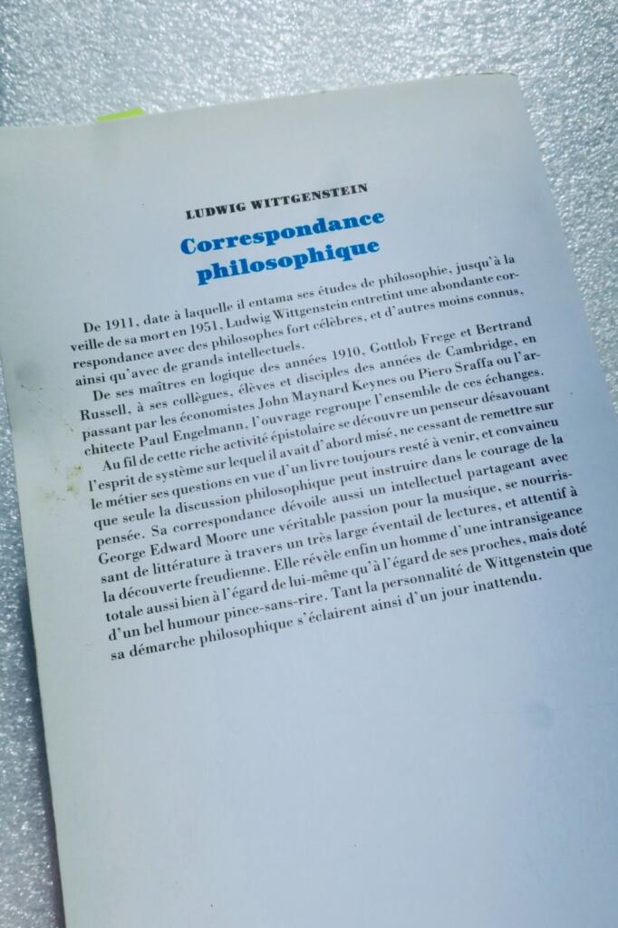 Ludwig Wittgenstein. CORRESPONDANCE PHILOSOPHIQUE –