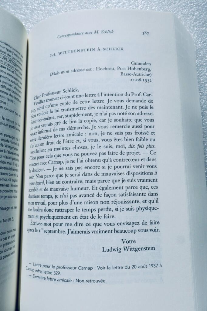 Ludwig Wittgenstein. CORRESPONDANCE PHILOSOPHIQUE –