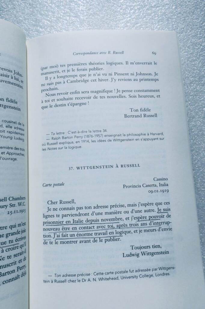 Ludwig Wittgenstein. CORRESPONDANCE PHILOSOPHIQUE –