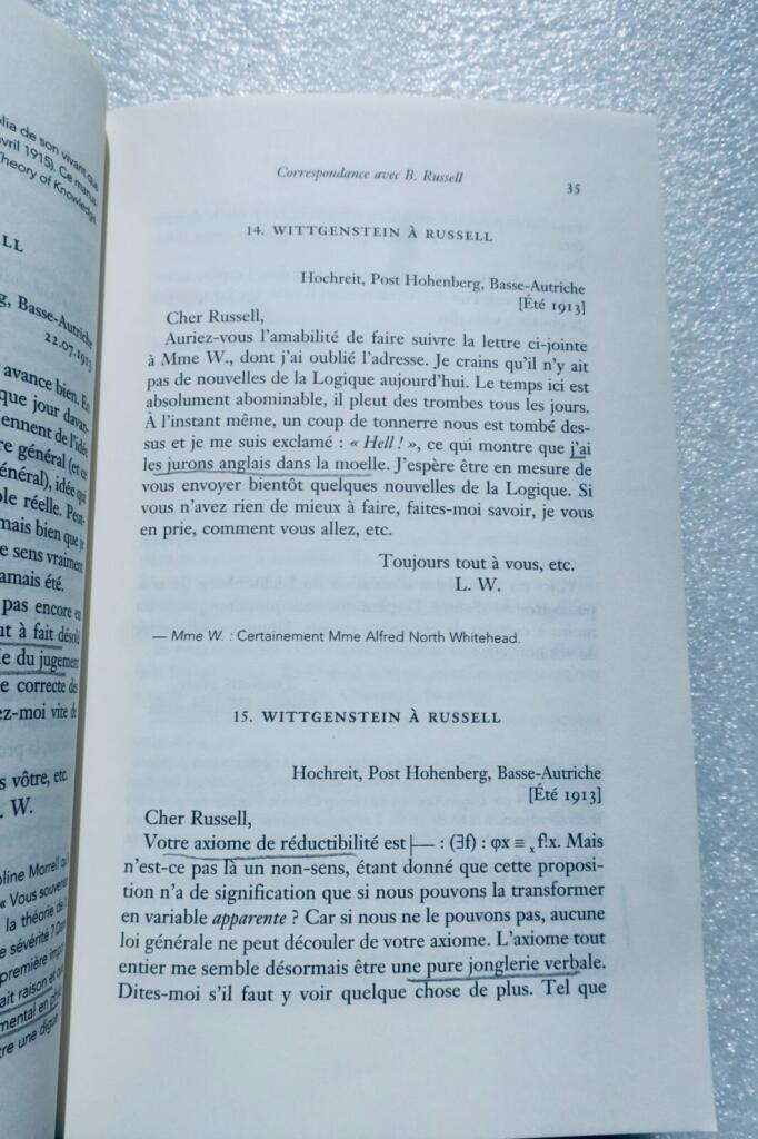 Ludwig Wittgenstein. CORRESPONDANCE PHILOSOPHIQUE –