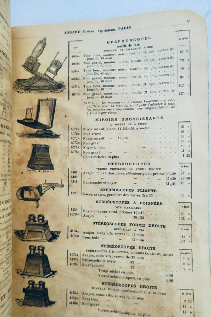 JOBARD optical instruments catalog from 1895