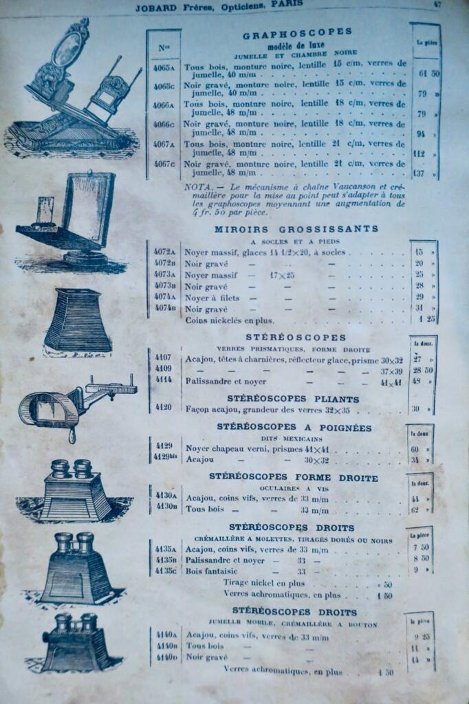JOBARD optical instruments catalog from 1895