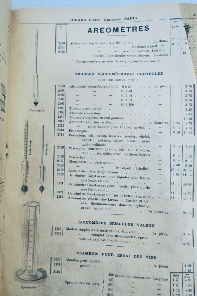 JOBARD optical instruments catalog from 1895