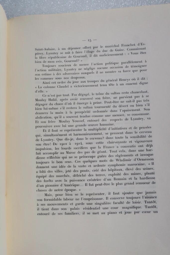 Centennial speech for Marshal Lyautey