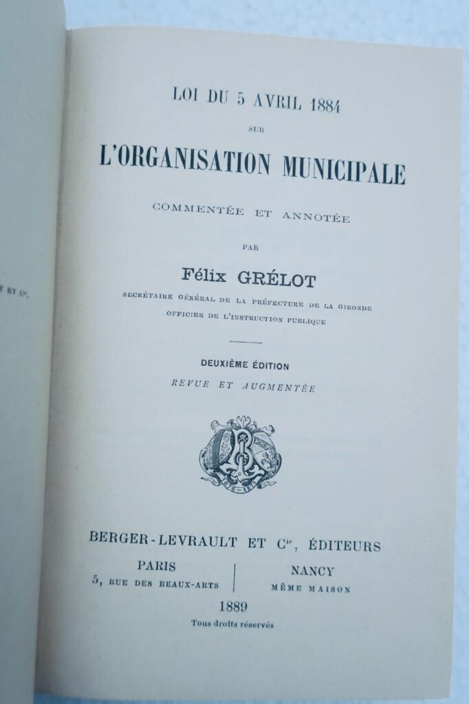 Französisches Kommunalrecht von 1884 kommentiert