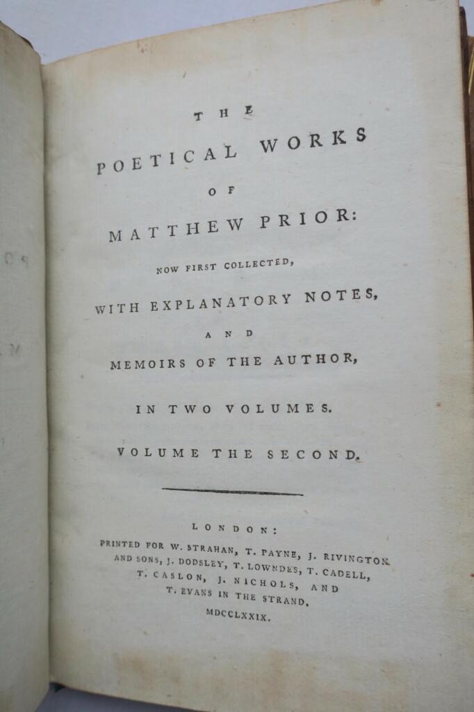 Priors poetische Werke, Erstausgabe 1779