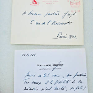 Maurice DRUON carte autographes signée