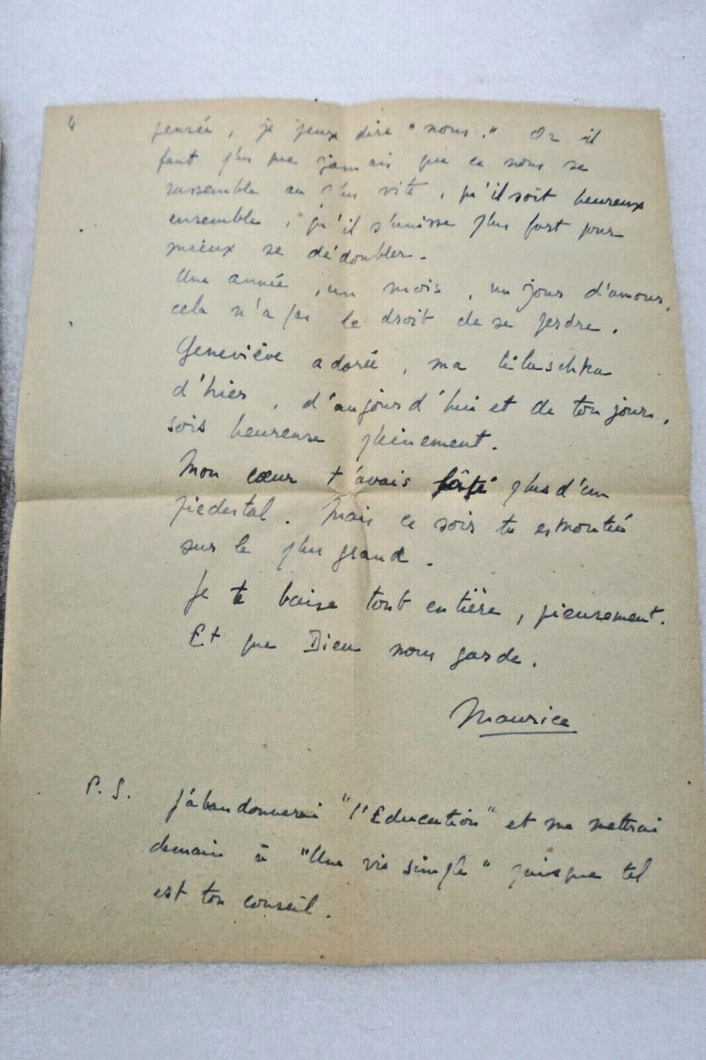 Autographed letter from Maurice Druon