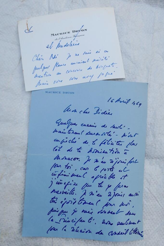 Maurice Druon lettre manuscrite autographe signée