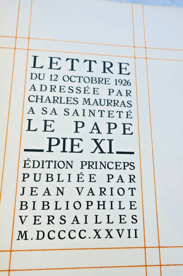 Maurras, Charles Lettre de Charles Maurras à Sa Sainteté Le Pape Pie XI