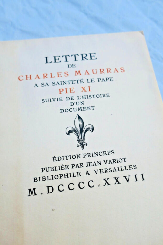モーラスの教皇ピウス11世への書簡と貴重な文書史