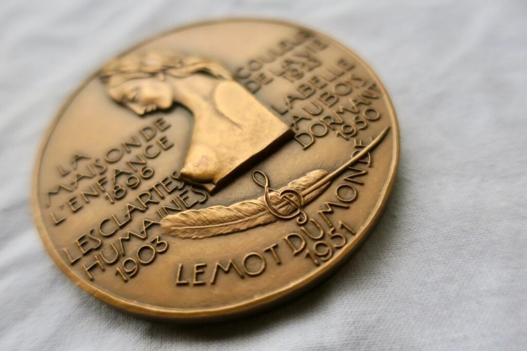 Médaille en bronze Fernand Gregh académicien Jean Briquemont