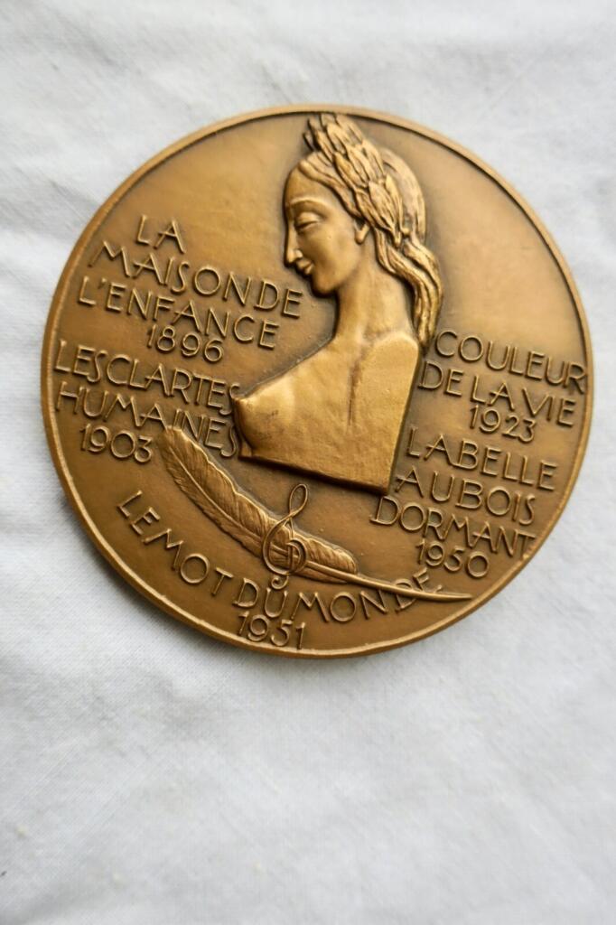 Médaille en bronze Fernand Gregh académicien Jean Briquemont