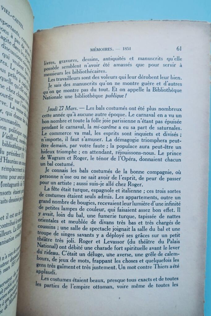 Mémoires du comte Horace de Viel Castel sous le règne de Napoléon III 1851-1864