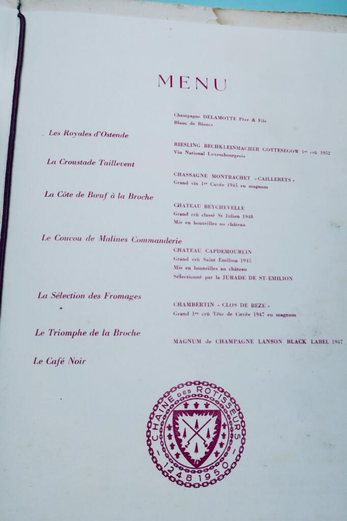 Menu from a Candlelit Dinner
