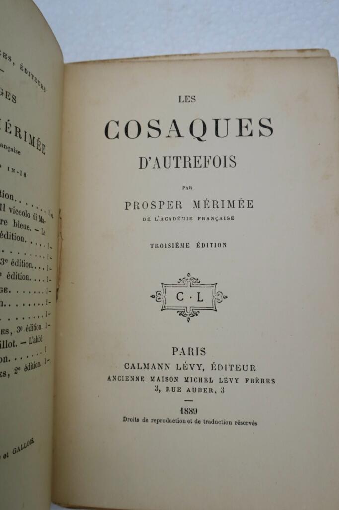 MÉRIMÉE Prosper Les Cosaques d&rsquo;autrefois 1890