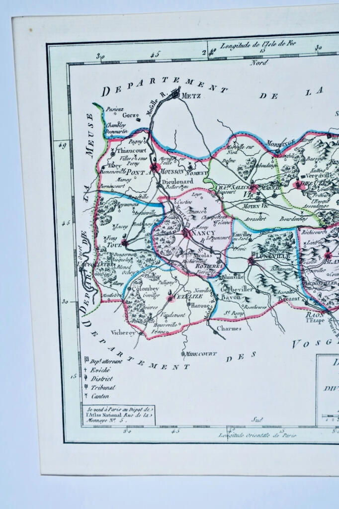 Original XVIII Century Map of Meurthe