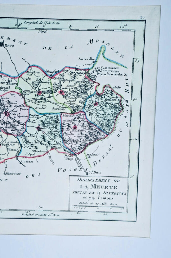 Original XVIII Century Map of Meurthe