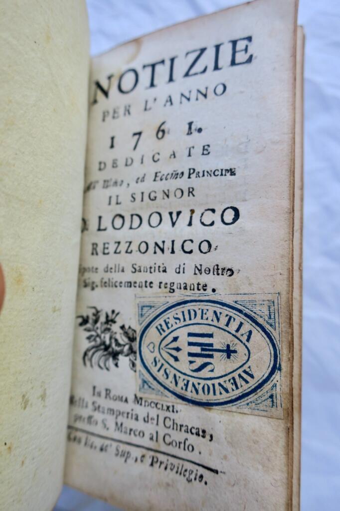 Mini notizie per l&rsquo;anno 1761 dedicate all… il Signor D. Lodovico Reonico