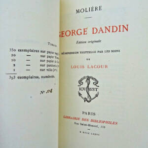 Molière George Dandin, sur vergé nté