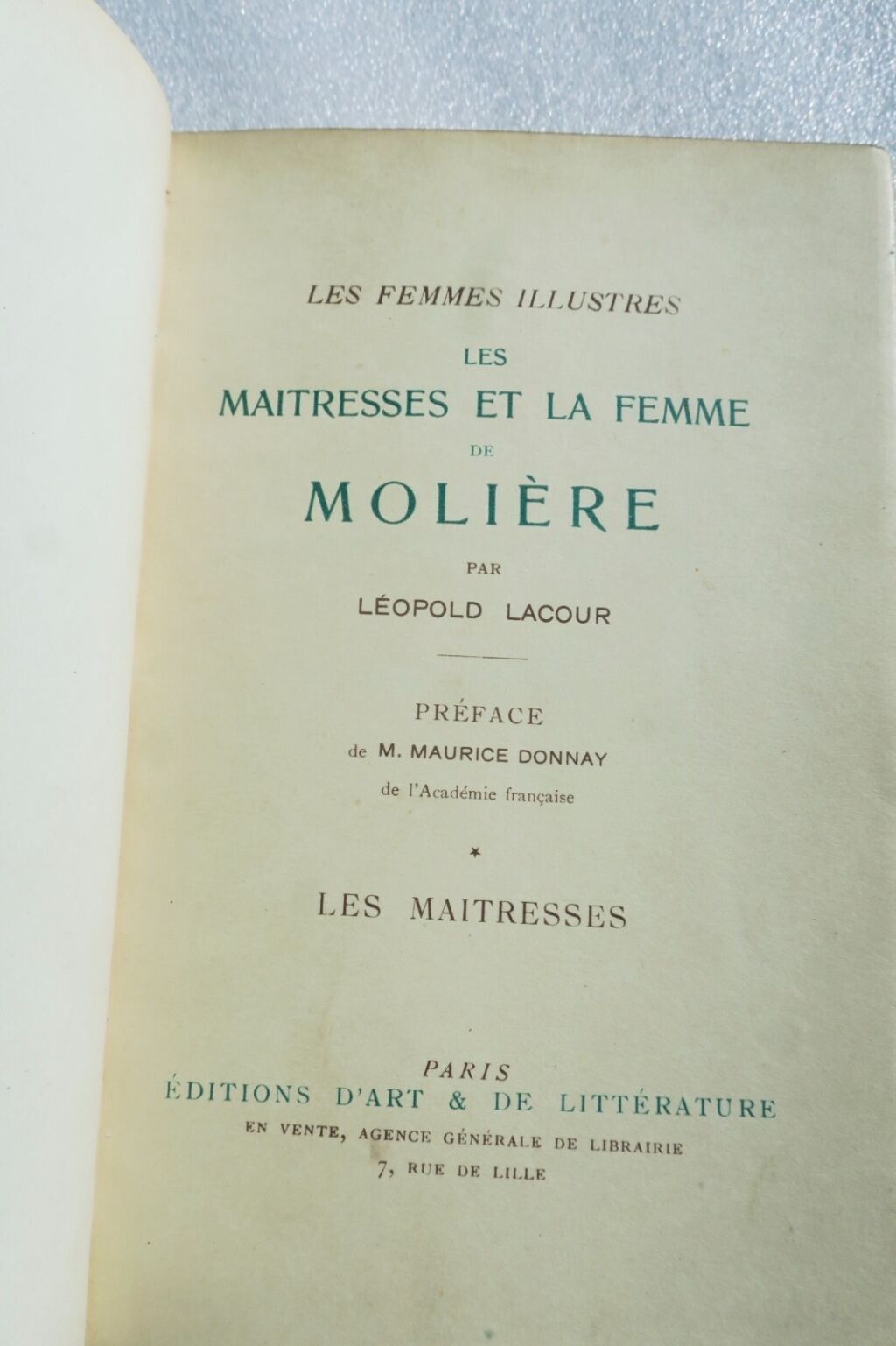 Molière LES MAÎTRESSES & LA FEMME DE MOLIÈRE
