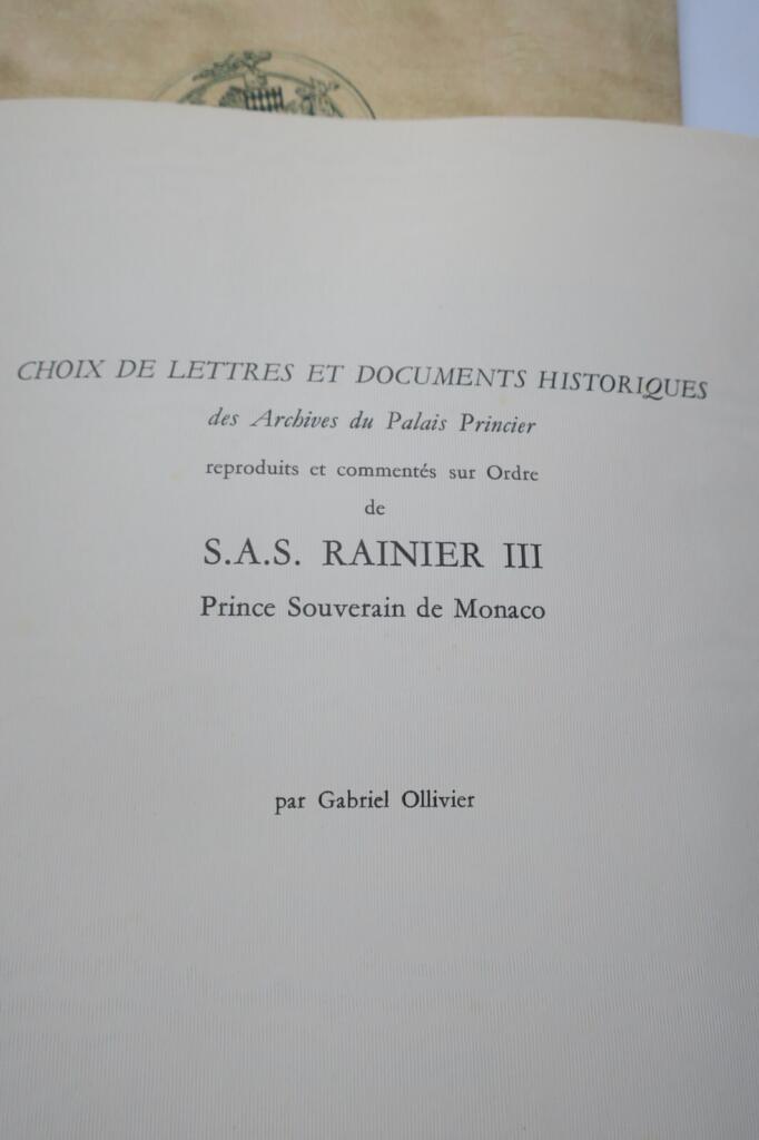 Monaco OLLIVIER Choix de lettres et documents historiques