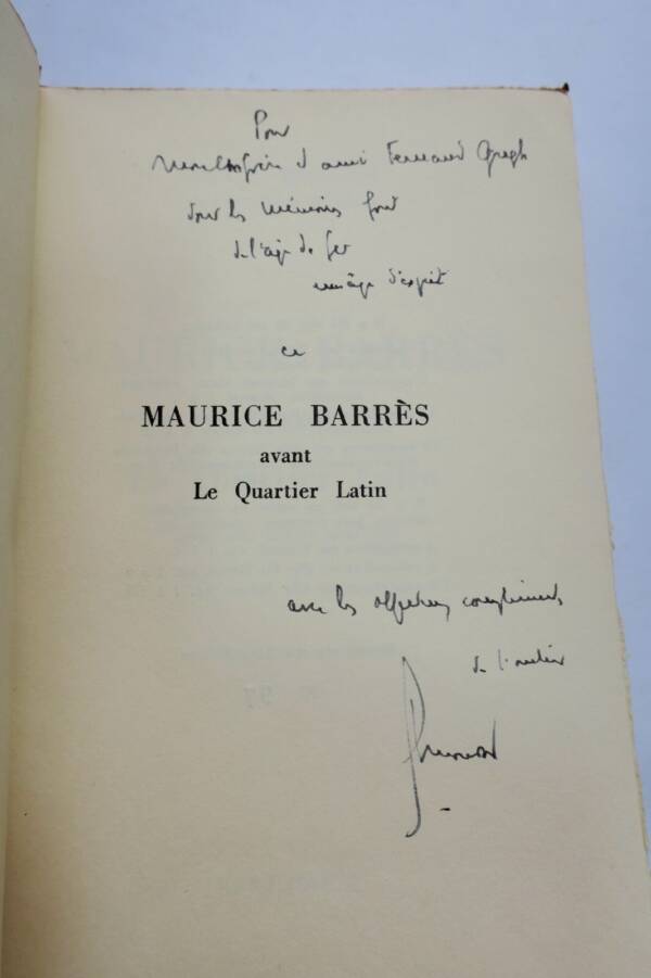 Mondor’s study on Barrès before Quartier Latin