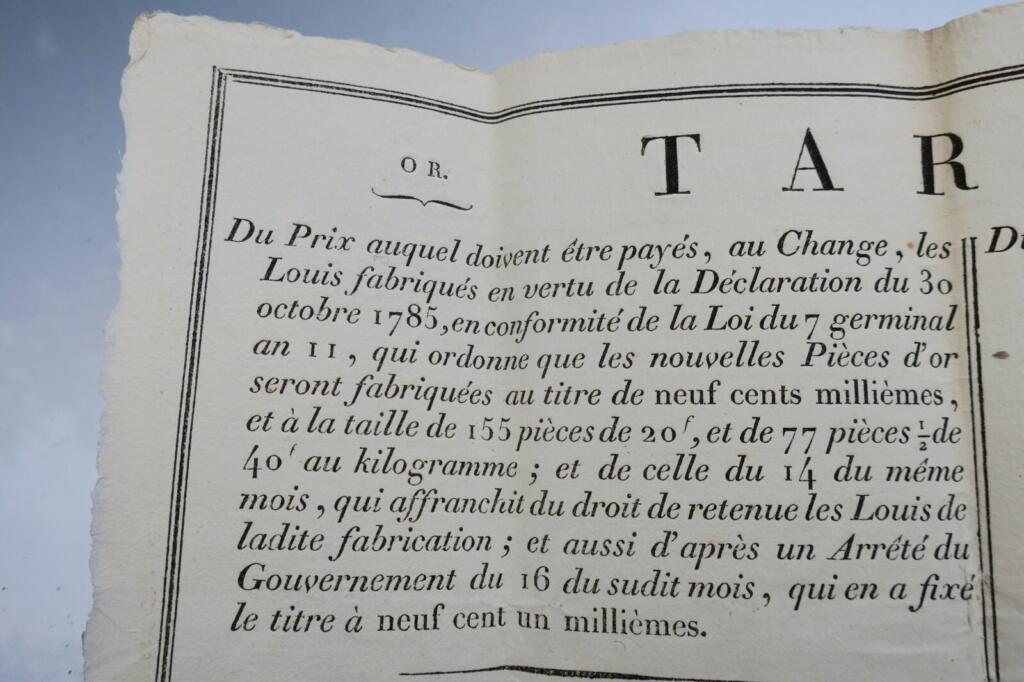 Gold and Silver Exchange Rates 1803