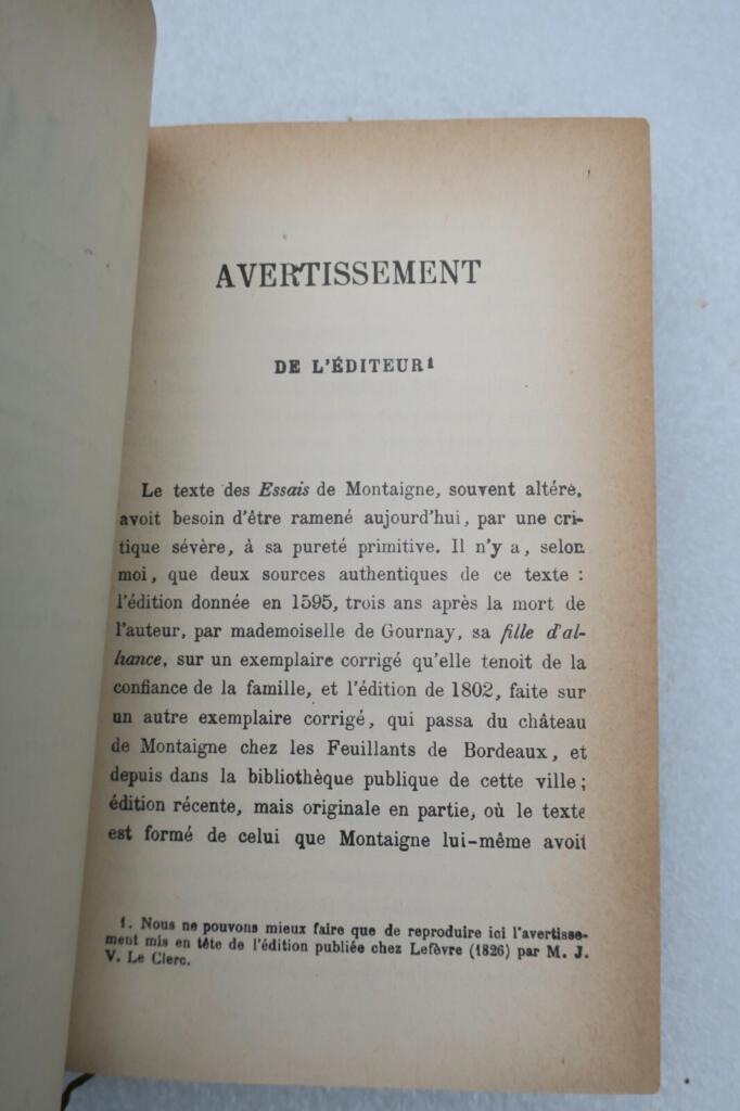 Montaignes Essays in Garnier-Ausgabe