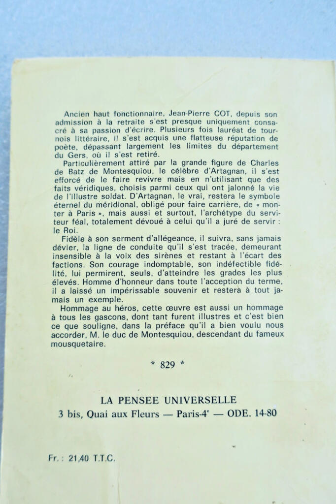 Montesquiou (Pierre de) Le Vrai d'Artagnan; D'Artagnan, tragedy in five acts
