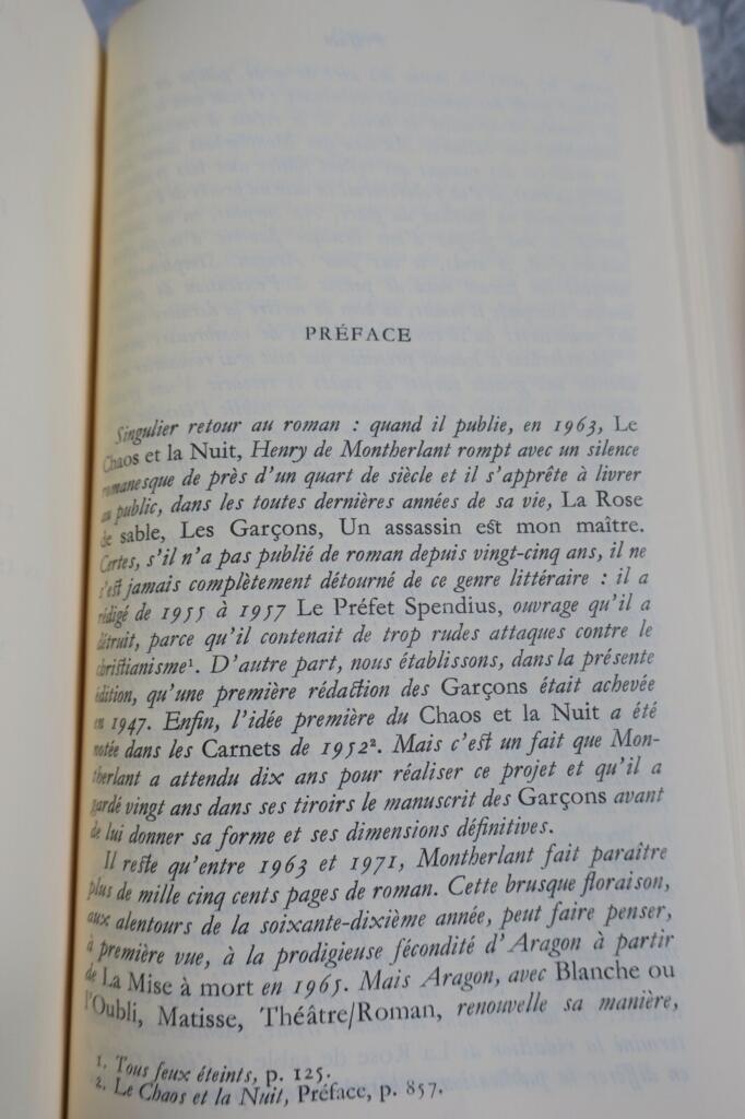 MONTHERLANT Novels in Pléiade Edition